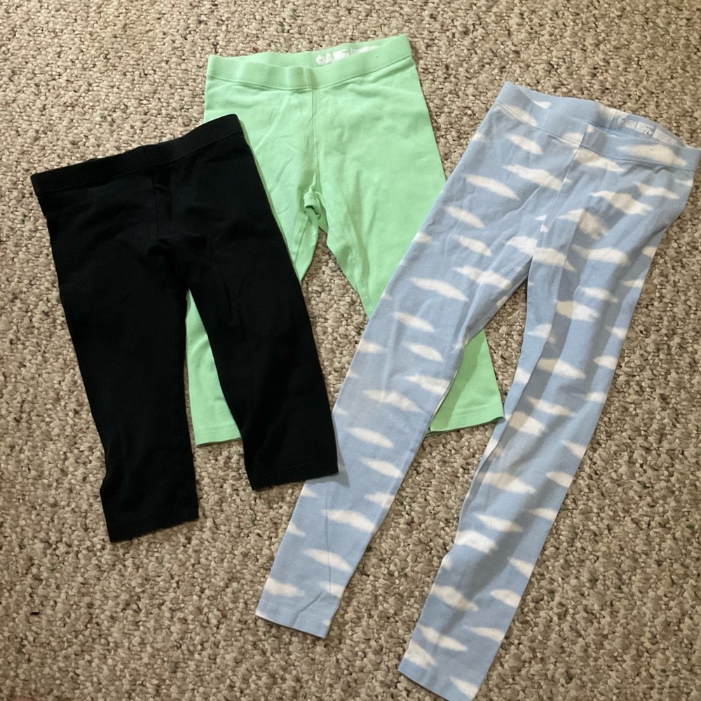 3 Pack Bundle Girls Stretch Waist Legging and Cropped Pants Size 6